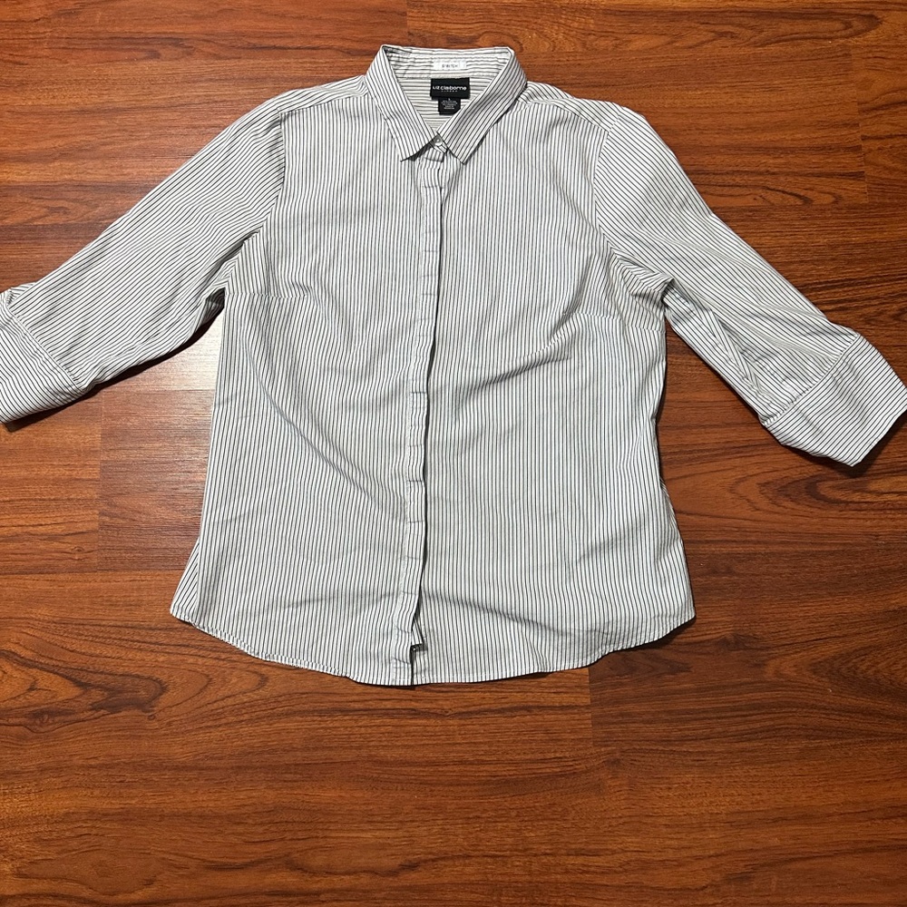 Liz Claiborne Men's Black and White Striped Shirt